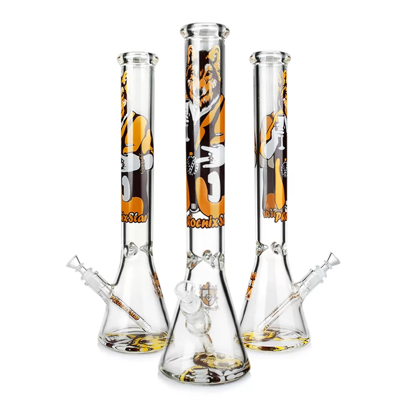 PHOENIX STAR 18 Inches 7mm Thick Beaker Bong Wolf Decals