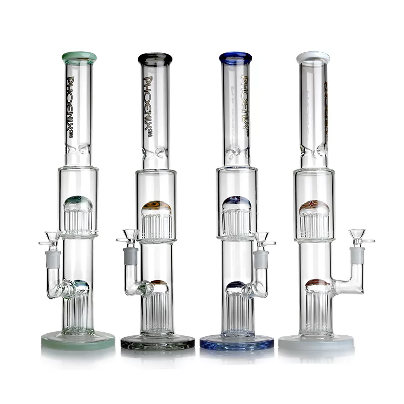 Phoenix Star 17.5 Inches Double Percolator Bong American Color Rod