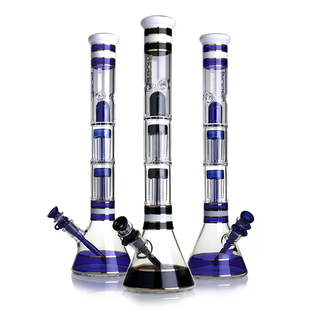 SMALL QUADRUPLE PERCOLATOR BONG/ BLUE - Haze Emporium