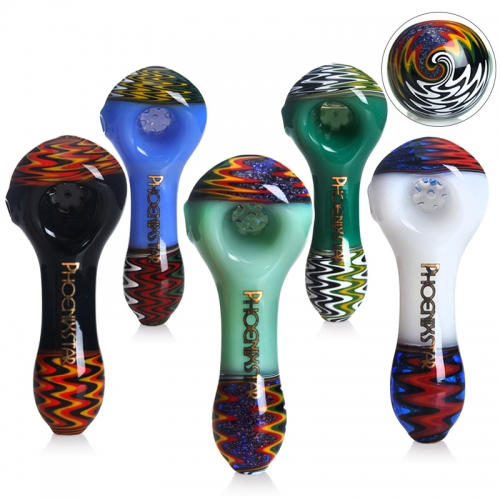 Phoenix Star Hand Pipe With American Color Rod & 7-hole Glass Filter Screen 4 Inches