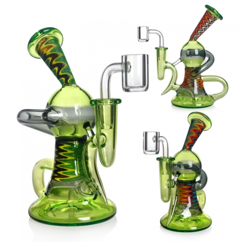 Phoenix Star Recycler Dab Rig With American Northstar Glass Rod & Quartz Banger 6 Inches