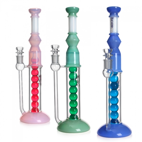 Phoenix Star Colorful Glycerin Bong with A Row of Freezable Balls 15 Inches