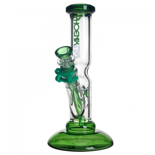 Phoenix Star Straight Tube Bong with Curved Base 10 Inch