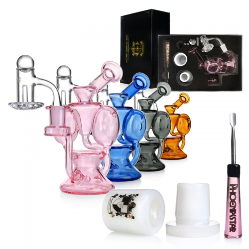 Phoenixstar Dab Kit - 7pcs Smoking Set with Recycler Bong Gift