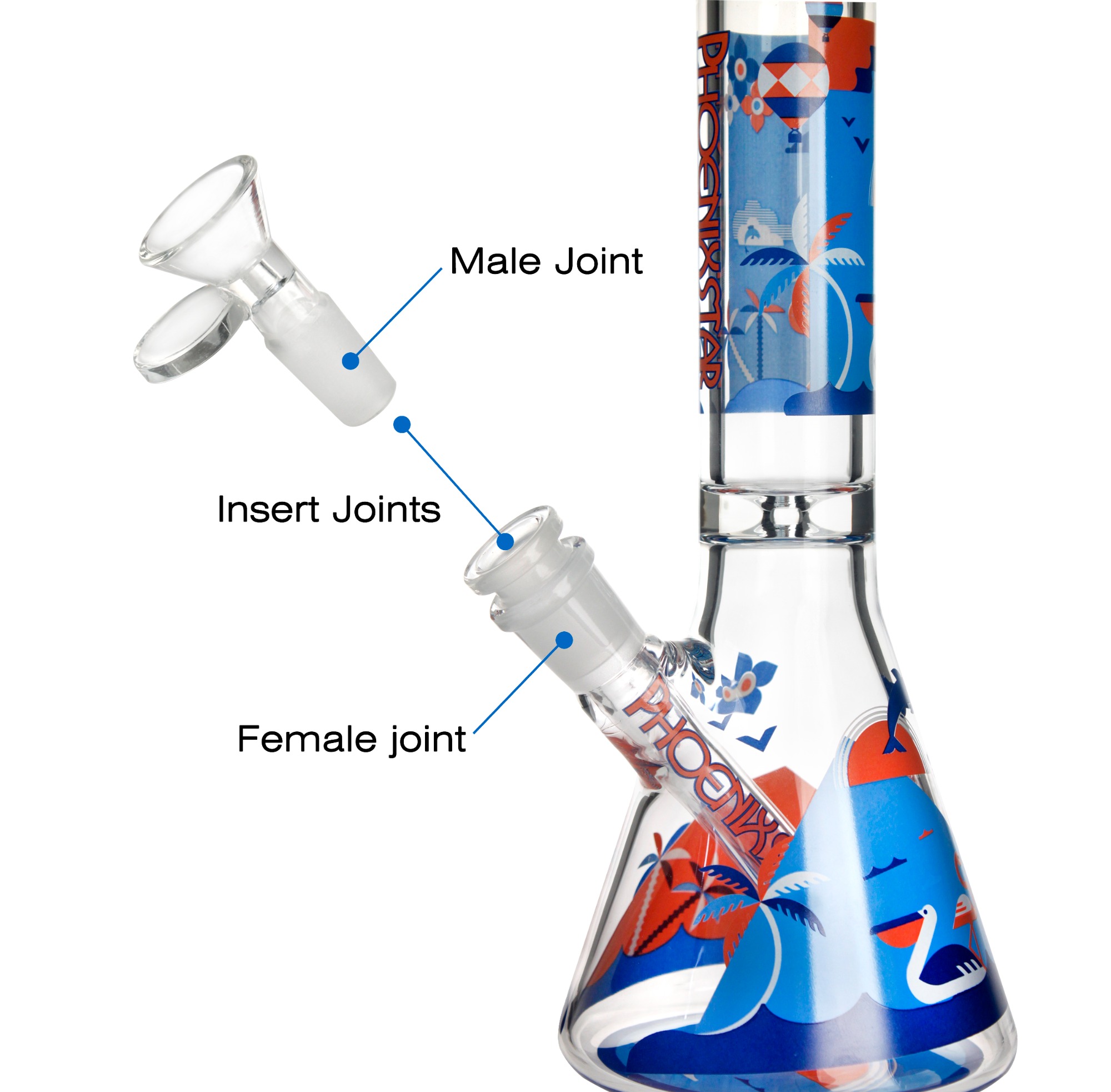 male joint and female joint of a bong