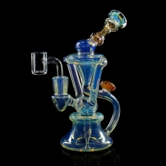 7.5-inch Glass Recycler Rig with Quartz Banger