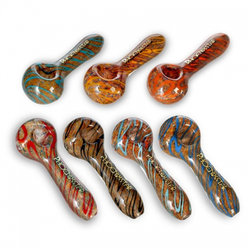 4.5" Striped Glass Spoon Hand Pipe