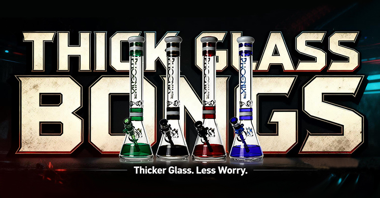 Premium thick glass bong with visible thickness and quality construction