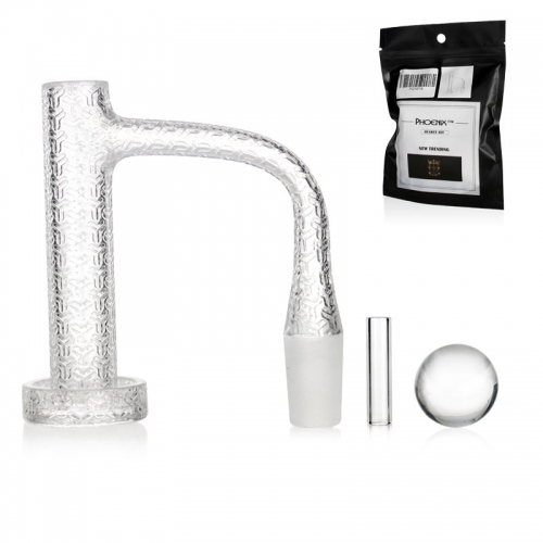 14mm Sandblast Terp Slurper Quartz Banger Set with Carb Cap & Pillar