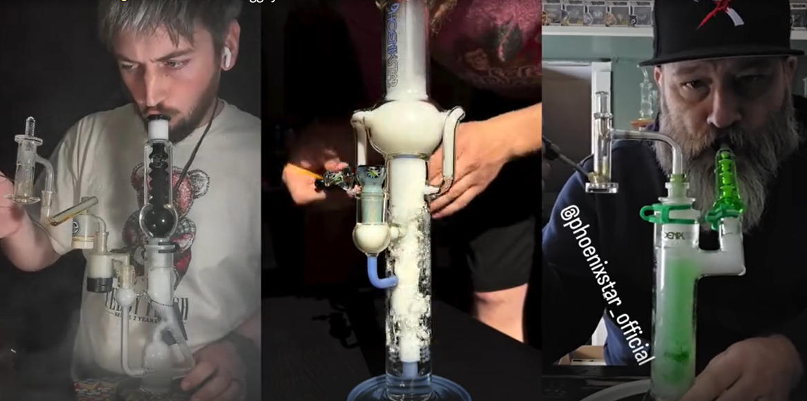 Glass bongs collection showing different types and sizes