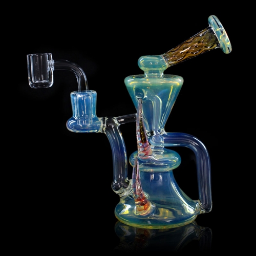 5" Dual Chamber Recycler Rig with Spike Decor
