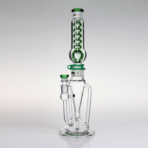 16" Dual-arm Recycler Bong with Showerhead Perc & Glycerin Coil