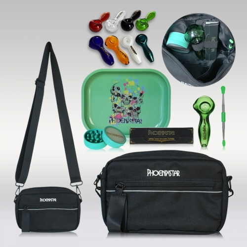 Smoking Travel Kit - Hand Pipe, Herb Grinder & Rolling Paper