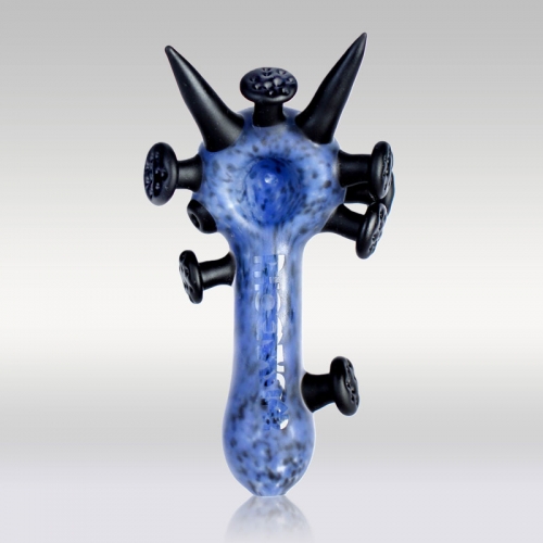 4" Frosted Glass Hand Pipe with Gothic Crafting