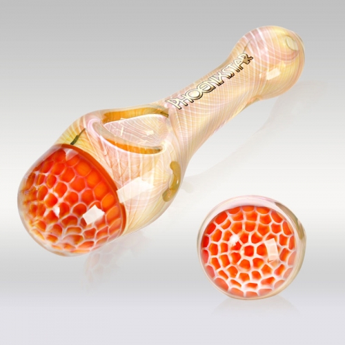 4.5" Honeycomb Frit Glass Spoon Pipe