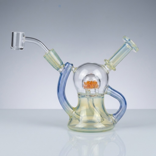 5" Silver Fumed Dual-Arm Recycler Rig