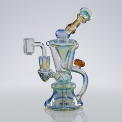 7.5-inch Glass Recycler Rig with Quartz Banger