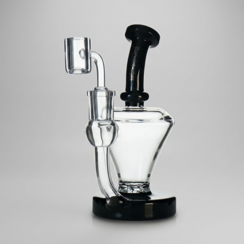 6.5-inch Mini Glass Dab Rig with Turbine Perc & Quartz Banger