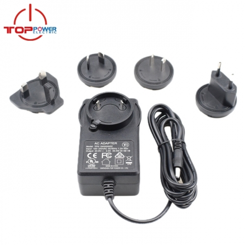 Interchangeable plug 24V 1.5A AC Adapter