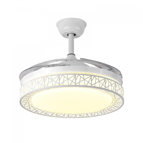 【SRFSD442】Modern European dimmable invisible led ceiling fan lamp home ABS fan chandelier 42cm