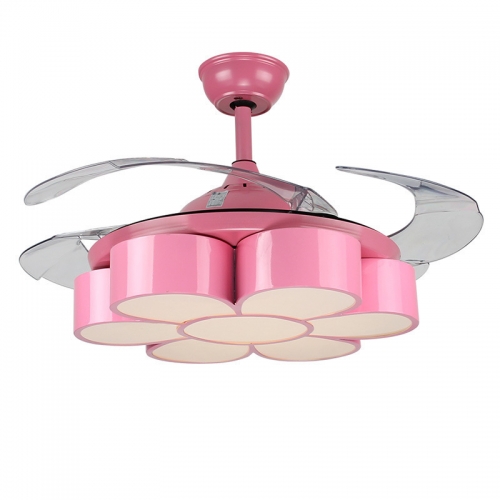【SRFSD20233】Children's invisible ceiling fan light pink flower Fan Light Girl Bedroom Princess Room