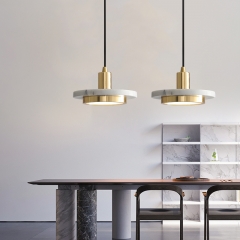 【SRXD046】Nordic art modern decorative gold metal white marble LED chandelier