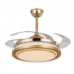 【SRFSD20292】Bedroom acrylic golden dining light modern minimalist study ceiling fan light