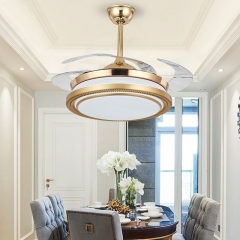 【SRFSD20292】Bedroom acrylic golden dining light modern minimalist study ceiling fan light