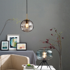 【SRXD065】single head cognac smoke gray LED nordic glass sphere pendant lighting