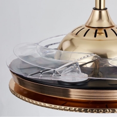 【SRFSD20292】Bedroom acrylic golden dining light modern minimalist study ceiling fan light