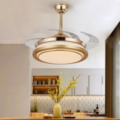 【SRFSD20292】Bedroom acrylic golden dining light modern minimalist study ceiling fan light