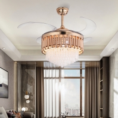 【SRFSD20617】Post-modern Light Luxury Crystal Chandelier villa ceiling one light luxury electric fan lamp
