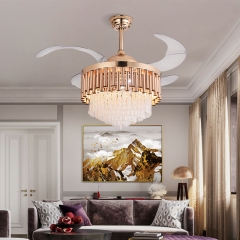 【SRFSD20617】Post-modern Light Luxury Crystal Chandelier villa ceiling one light luxury electric fan lamp