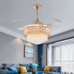 【SRFSD20617】Post-modern Light Luxury Crystal Chandelier villa ceiling one light luxury electric fan lamp