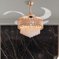 【SRFSD20617】Post-modern Light Luxury Crystal Chandelier villa ceiling one light luxury electric fan lamp
