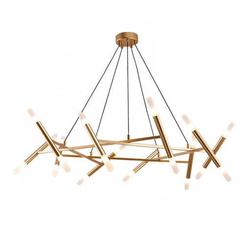 【SRRM006】Post-modern gold 20 heads metal pendant light for apartment