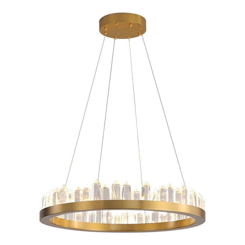 【SRRM041】Decorative Hanging Circular Luxury Gold Crystal Chandeliers Pendant Light