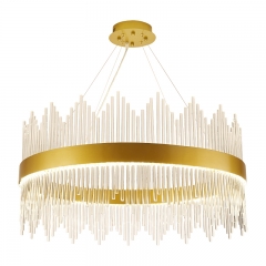 【SRRM045】Luxury Modern Design LED Glass Rods Circle Round Krystal Crystal Chandelier For Wedding Banquet