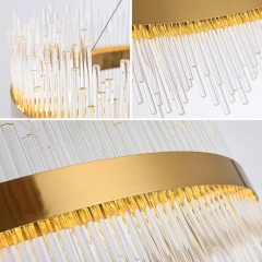 【SRRM045】Luxury Modern Design LED Glass Rods Circle Round Krystal Crystal Chandelier For Wedding Banquet