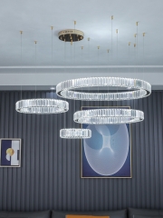 【SRRM080】Customize modern design decorative crystal led lighting big chandelier pendant lamp