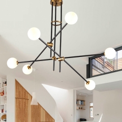 【SRRM077】Nordic Minimalist LED Modern Geometric Line lamp personalized creative pendant hanging light chandelier Living Room Bedroom
