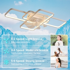 【XDX430】41Inches Ceiling Fan with Lights Remote Control Dimmable LED, 6 Gear Wind Speed Fan Light