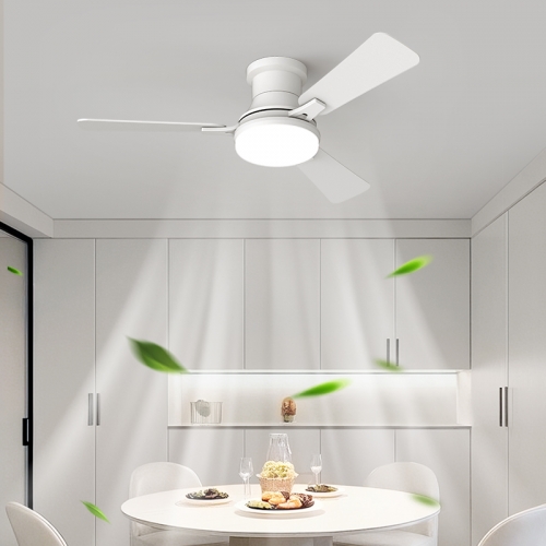 【SRJ711】 Modern 42" Smart Dimmable LED Wood Ceiling Fan w/ Light Kit & Remote - Perfect for Dining Room & Bedroom