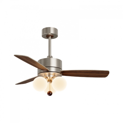 【HJM821-3Y-52】Modern fan light three-head chandelier LED dining room light bedroom living room chandelier 52-inch high wind intelligent light