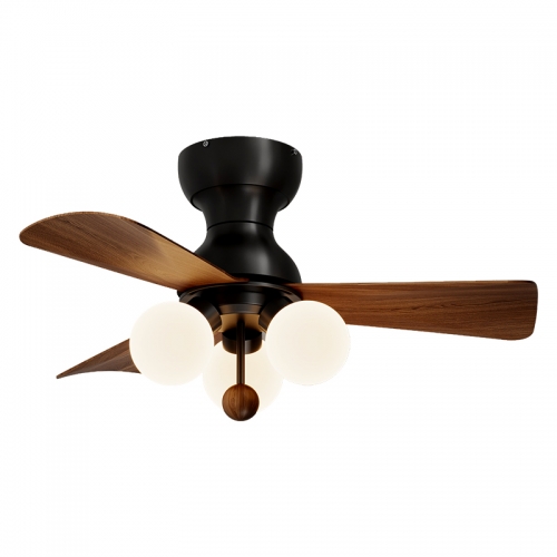【HJM858-3Y-28】Retro ceiling fan light 28-inch home bedroom light living room multifunctional dining room chandelier with strong wind