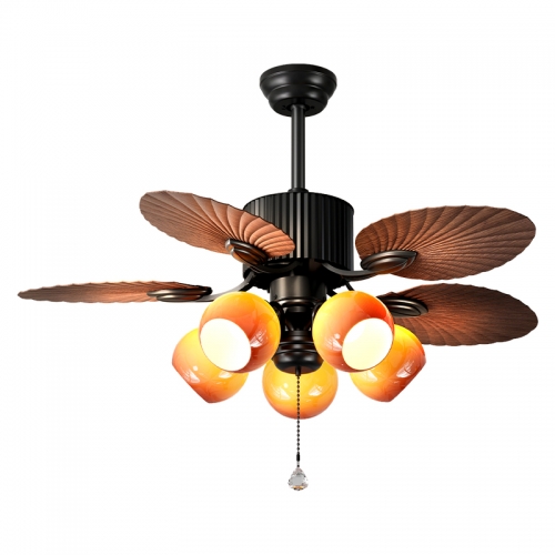 【HJM853-5Y-52】Retro 52-inch ceiling fan light chandelier for living room, bedroom with fan, home use, high wind power, dining room ceiling fan light