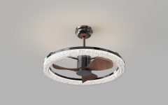 [WLDS6016-24]Modern ceiling fan light for bedroom, living room, and dining room, 24-inch high wind LED remote control ceiling light