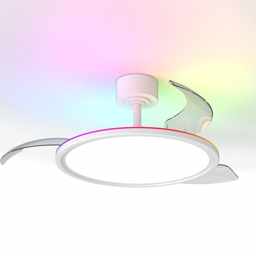 【YX-802D】Modern ceiling light RGB stepless dimming slim hidden fan LED bright bedroom fan living room light dining room chandelier