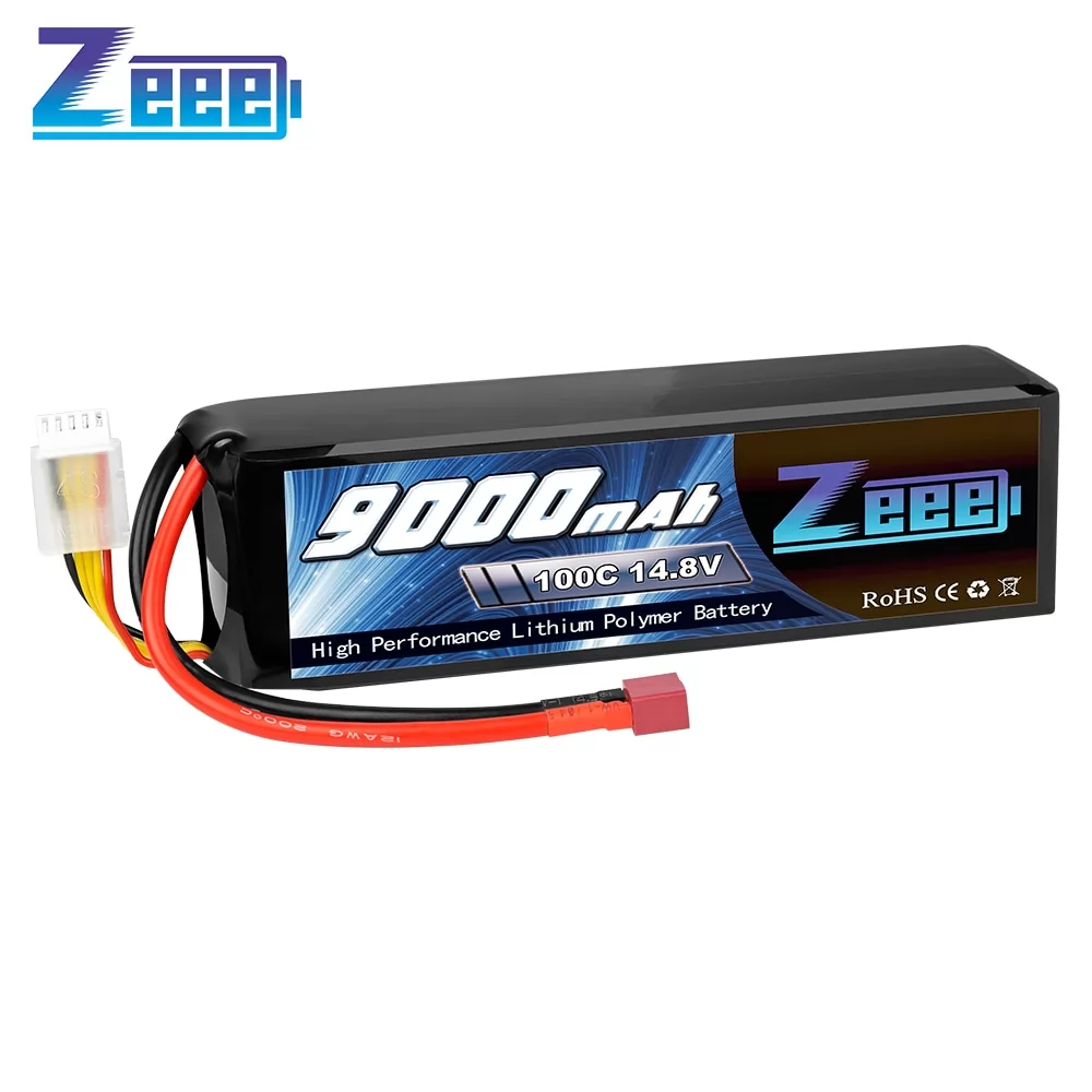 Zeee 14.8V 100C 9000mAh 4S Lipo Battery Deans Connector with Metal Plates for RC Car Truck RC Tank RC Models