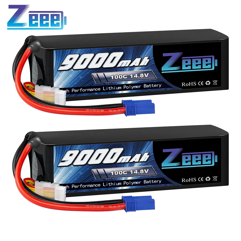2units Zeee 14.8V Lipo Battery 4S 100C 9000mAh Battery EC5 Connector with Metal Plates for RC Car Truck Tank RC Models